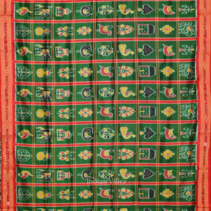 Green Nabakothi  Odisha Ikat Khandua Silk Saree with Nartaki Pallu