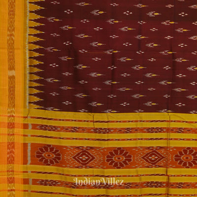 Maroon With Mustard Yellow Mayur Chandrika Khandua Silk Saree
