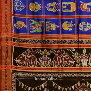 Blue Nabakothi Odisha Ikat Khandua Silk Saree