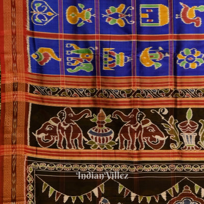 Blue Nabakothi Odisha Ikat Khandua Silk Saree