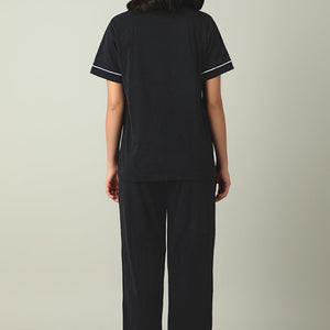 Sleep Button Down PJ Set - Black