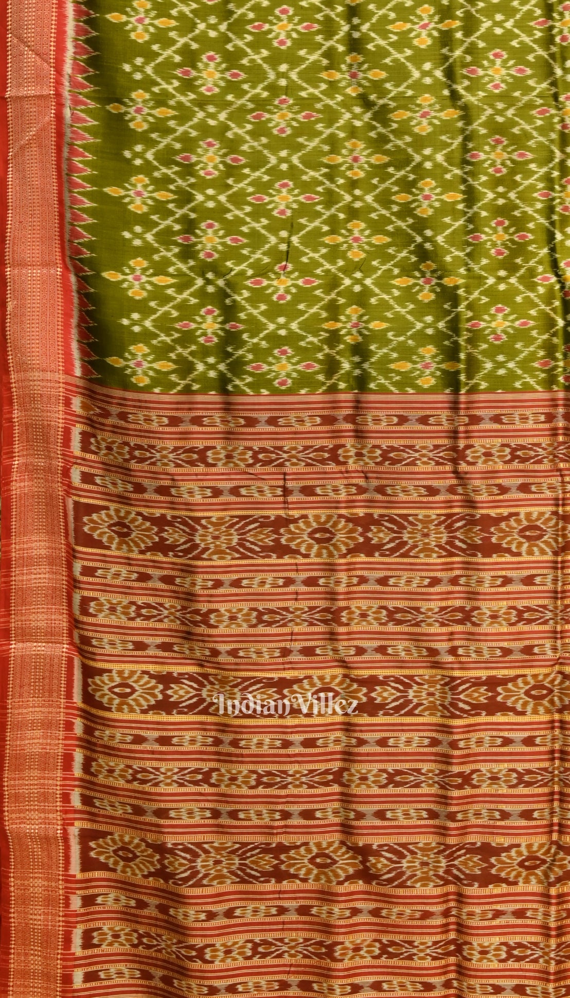 Green Odisha Ikat Khandua Silk Saree