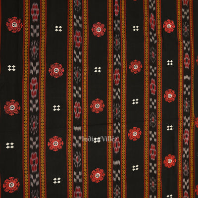 Black Red Maniabandha Sambalpuri Cotton Dress set & Dupatta