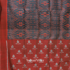 Ash Red Floral Theme Odisha Ikat Contemporary Silk Saree