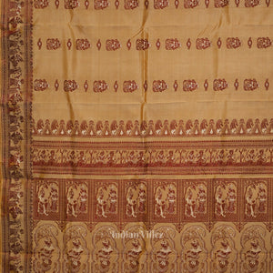 Beige Handwoven Baluchari Silk Saree