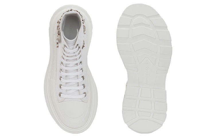 Alexander Mcqueen Tread Slick Boot White Silver Crystal (Women'S)
