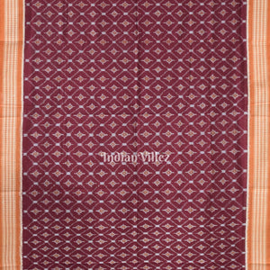 Dark Maroon Odisha Ikat Sambalpuri Pure Cotton Saree