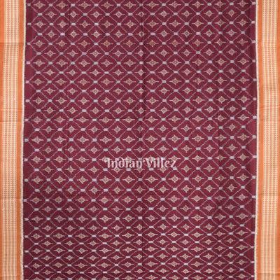 Dark Maroon Odisha Ikat Sambalpuri Pure Cotton Saree