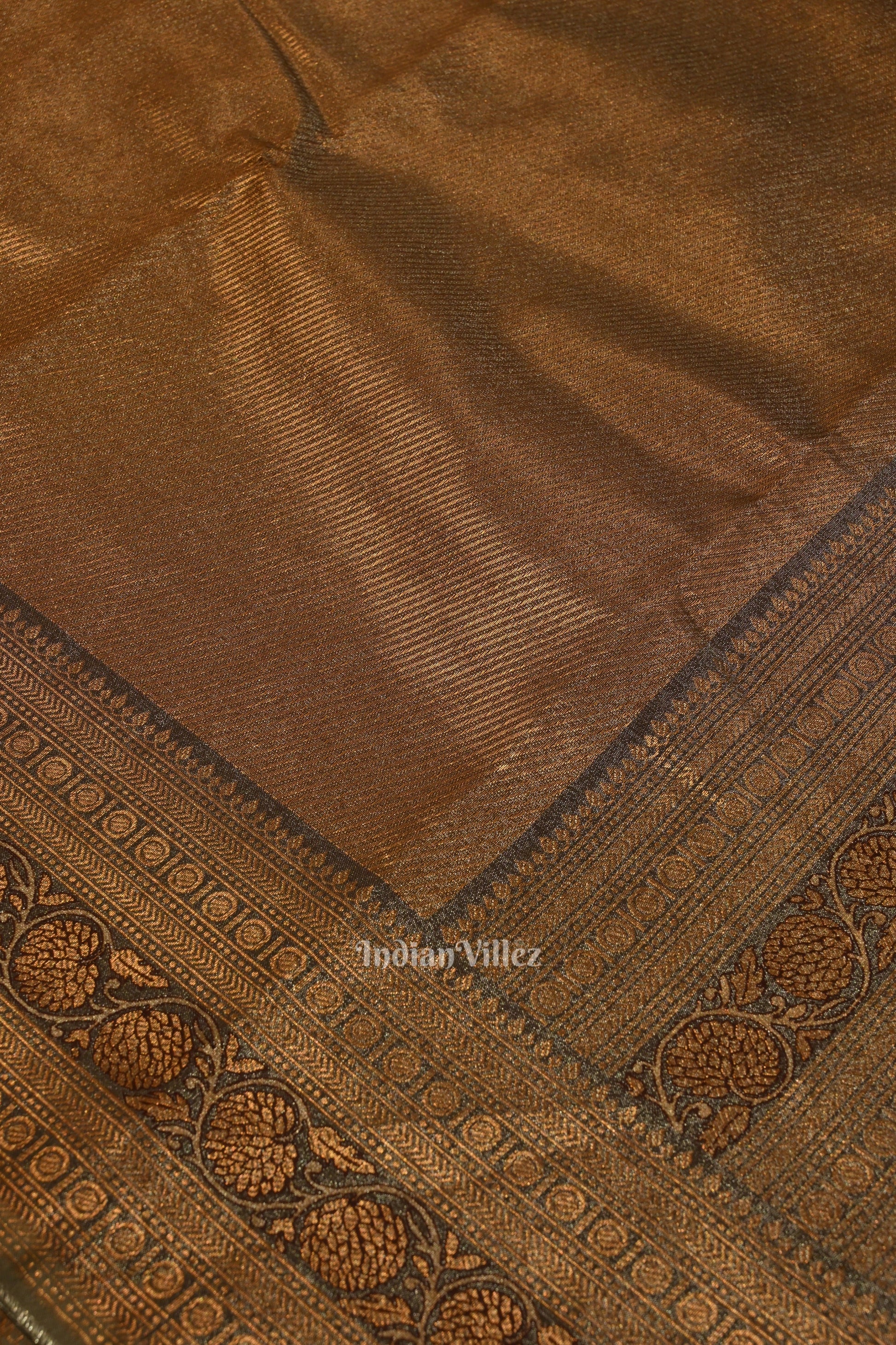 Copper Pure Kanjivaram Tissue Silk Saree