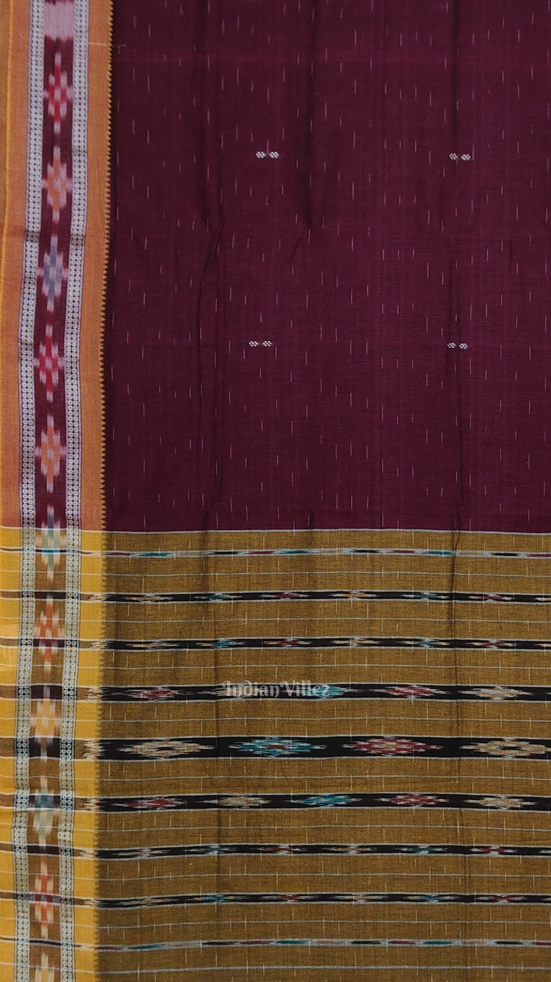 Purple Wine Odisha Ikat Maniabandha Cotton Saree