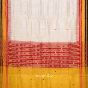 White with Multi Color Kathiphera Odisha Ikat Khandua Silk Saree