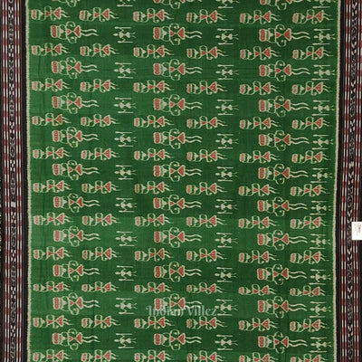 Green Black Tribal Theme Odisha Ikat Sambalpuri Cotton Saree