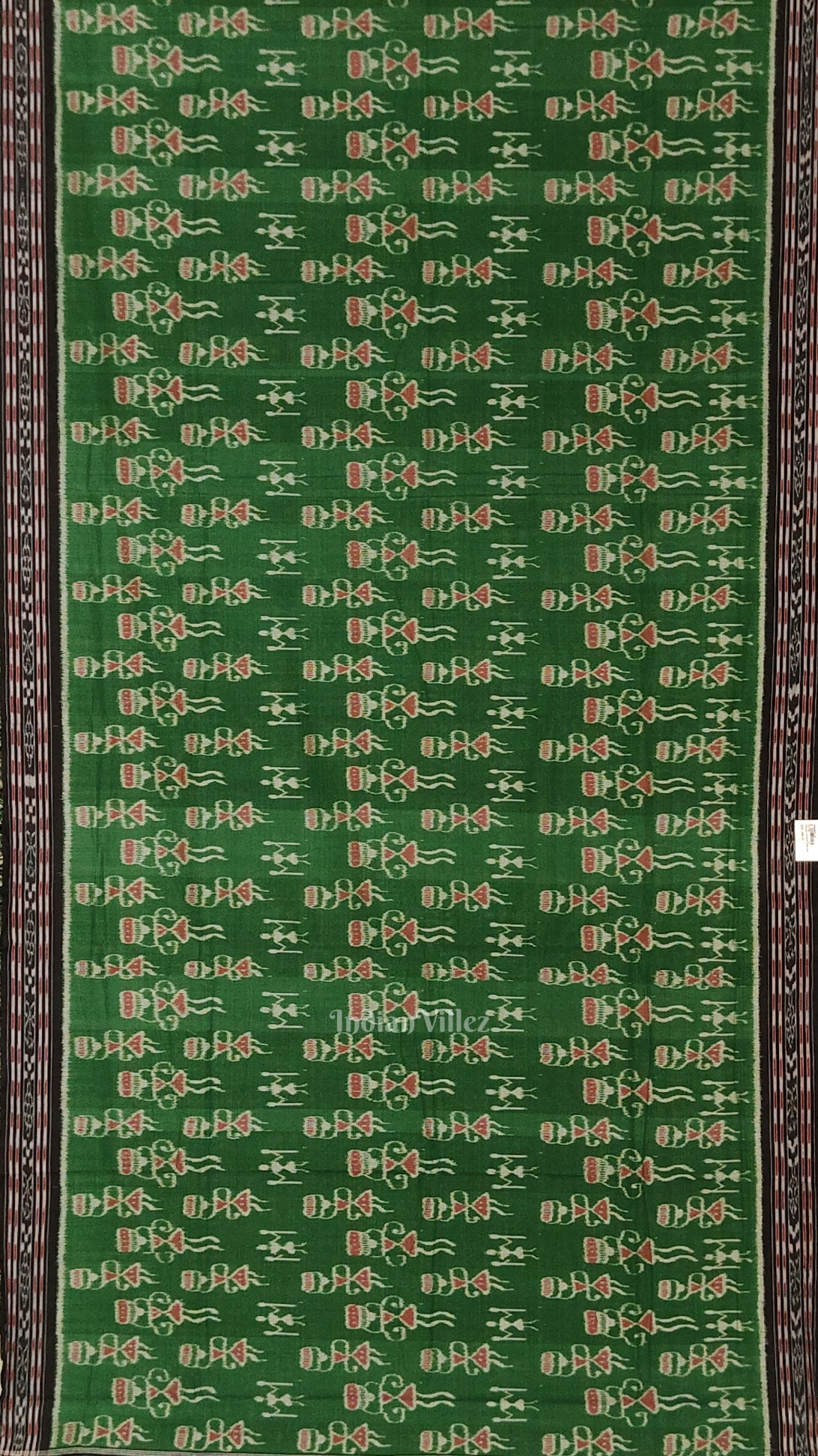 Green Black Tribal Theme Odisha Ikat Sambalpuri Cotton Saree