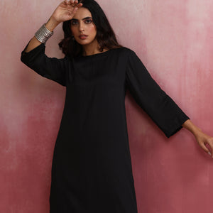 trueBrowns Black Modal Round Neck Kurta Co-ord Set