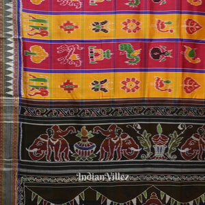 Red Yellow Nabakothi Nabarangi Khandua Silk Saree