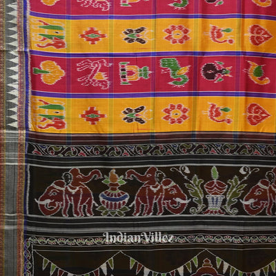 Red Yellow Nabakothi Nabarangi Khandua Silk Saree