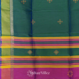 Green With Soft Maroon Pure Bishnupuri  Silk Saree
