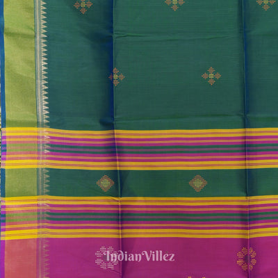 Green With Soft Maroon Pure Bishnupuri  Silk Saree