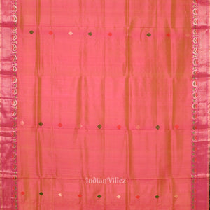 Pink Green Dual Tone Handwoven Baluchari Silk Saree