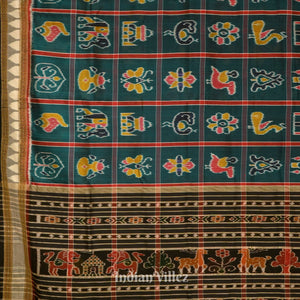 Peacock Green Nabakothi Khandua Silk Saree