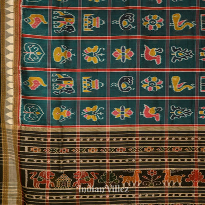 Peacock Green Nabakothi Khandua Silk Saree