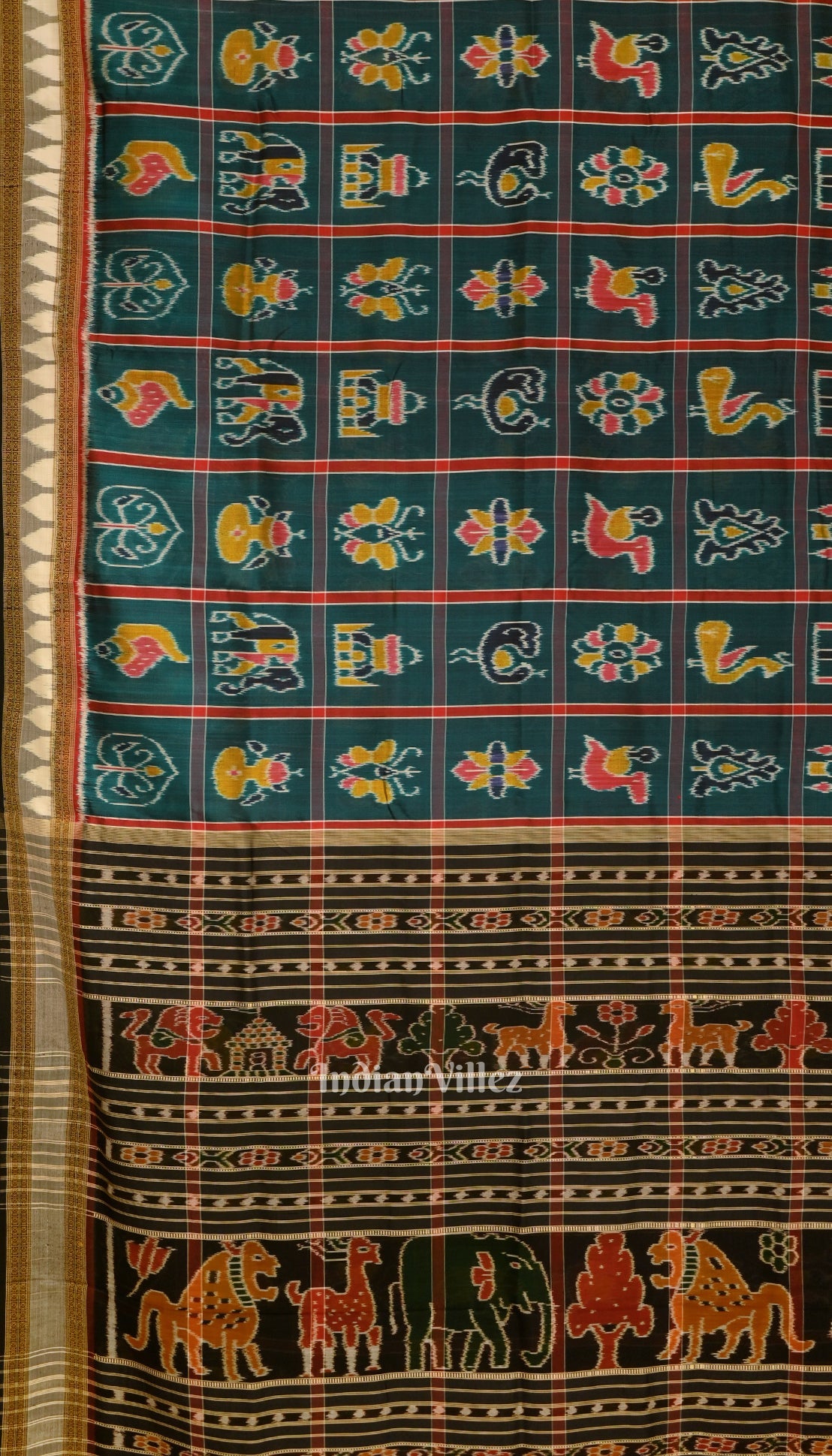 Peacock Green Nabakothi Khandua Silk Saree