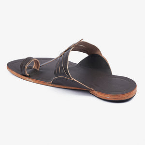 Brown Handstitched Leather Kolhapuri Men Slipper