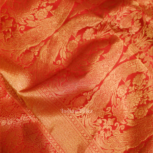 Red With Golden Pure Kanjivaram Silk Saree