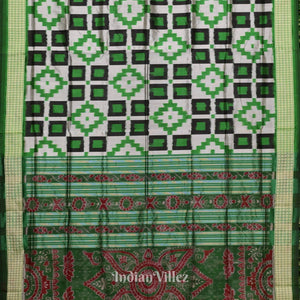 Black Green & Grey Pasapali Sambalpuri Silk Saree