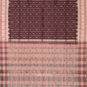 Maroon Cream Hazar Buti Bomkai Tussar Silk Saree with Sarabandha Anchal