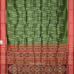 Green Red Tribal Theme Odisha Handloom Khandua Silk Saree