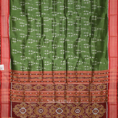 Green Red Tribal Theme Odisha Handloom Khandua Silk Saree