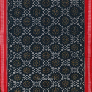 Ink Blue Red Odisha Sambalpuri Pure Cotton Saree