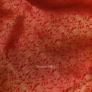 Red Pure Kanjivaram Silk Saree with Zari Brocade