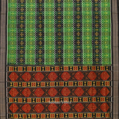 Green Black Odisha Ikat Sambalpuri Pure Cotton Saree