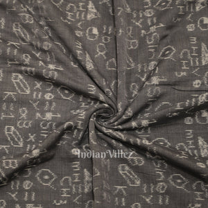 Ash Gray Geometry Theme Odisha Ikat Sambalpuri Cotton Fabric