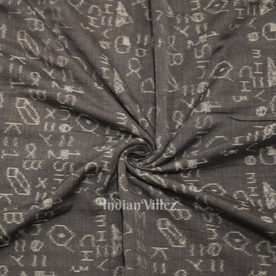 Ash Gray Geometry Theme Odisha Ikat Sambalpuri Cotton Fabric