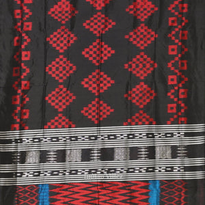 Black Red Pasapali Odisha Ikat Contemporary Designer Saree