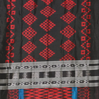 Black Red Pasapali Odisha Ikat Contemporary Designer Saree