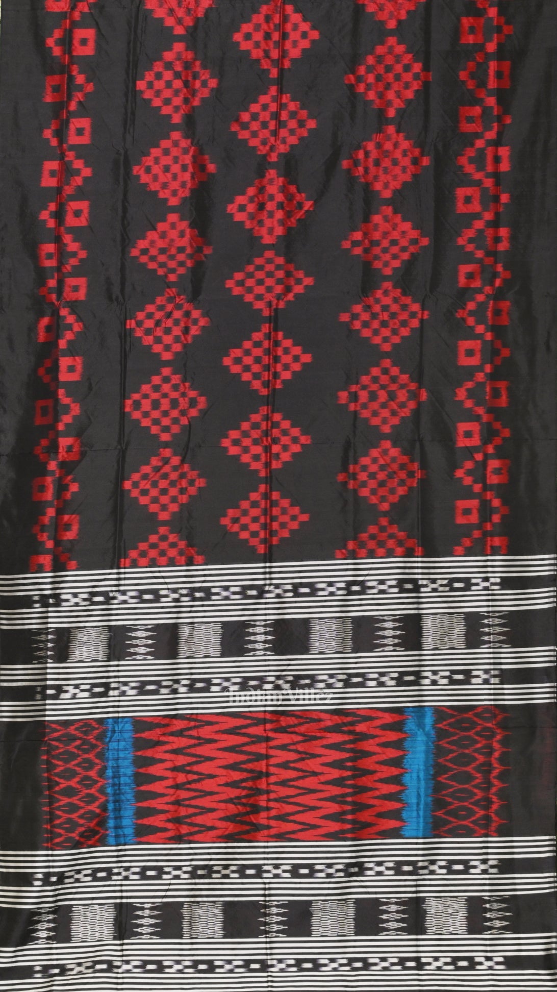 Black Red Pasapali Odisha Ikat Contemporary Designer Saree