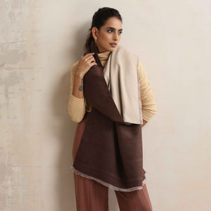 trueBrowns Dark Brown Reversible Woollen Stole