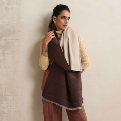 trueBrowns Dark Brown Reversible Woollen Stole