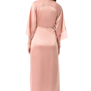 Eternal Bliss Full-length Satin Robe - Mellow Rose