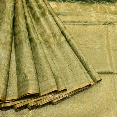 Moss Green Pure Kanjivaram Tissue Silk Saree