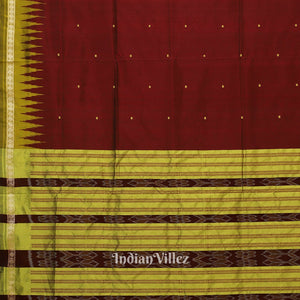 Maroon Green Butta Design Odisha Ikat Bomkai Silk Saree