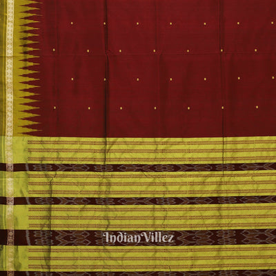 Maroon Green Butta Design Odisha Ikat Bomkai Silk Saree