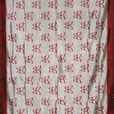 Gray Maroon Butterfly Designer Contemporary Silk Saree
