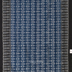 Ink Blue Black Tribal Theme Sambalpuri Pure Cotton Saree