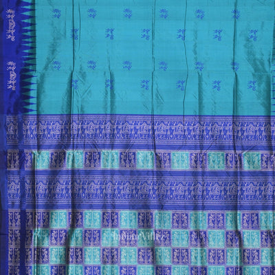 Blue Tribal Theme Bomkai Sambalpuri Silk saree
