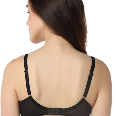 Sheer Luxe Padded Wired Demi Bra - Black & Stucco